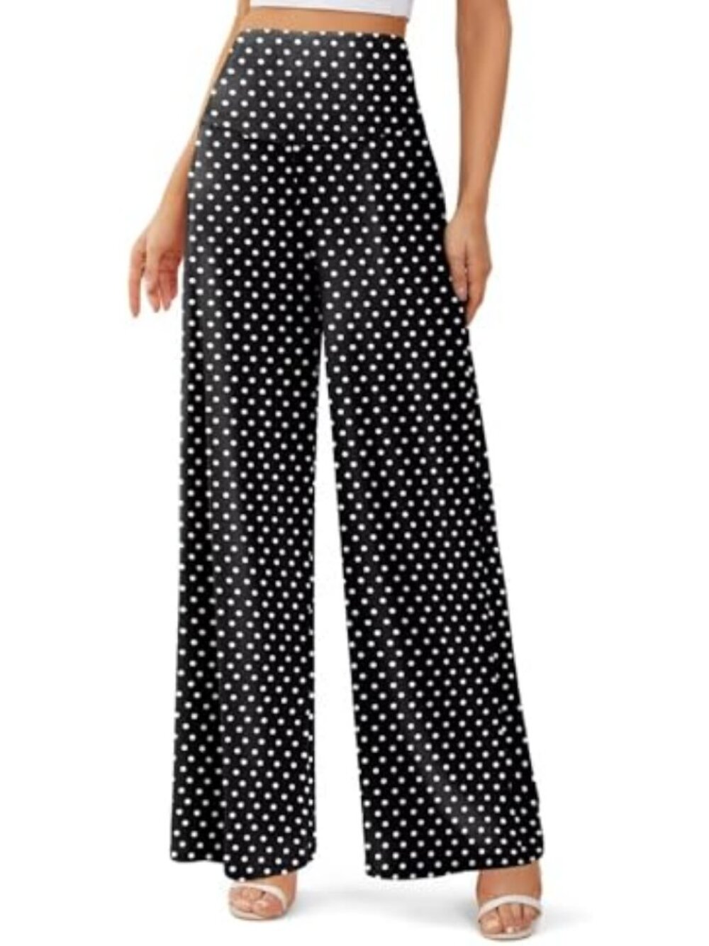 Women's Palazzo Lounge Pants Stretchy Wide Leg Casual Pants Comfy High Waist